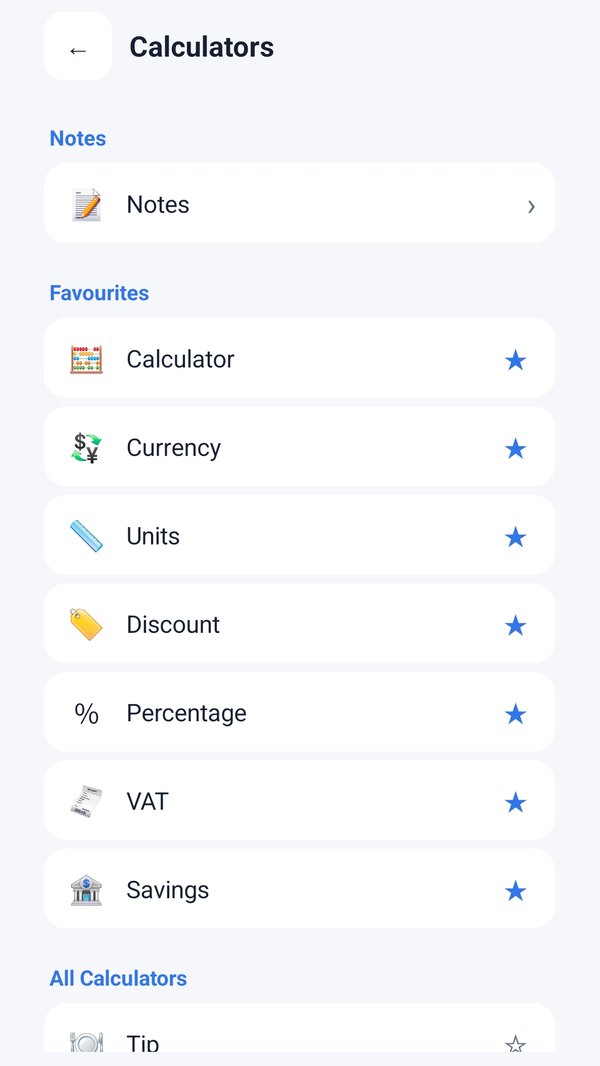 NEWLY Calculator tools list
